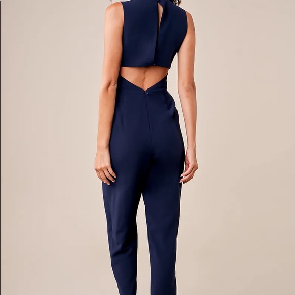 (LAST ONE) TARA SLICKER TULIP FRONT JUMPSUIT-NAVY - Picture 4 of 4